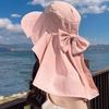 with Shawl Sunshade Bucket Hat Big Bowknot Aiti UV Fishman Hat New Design Bow Sun Hat  Beach