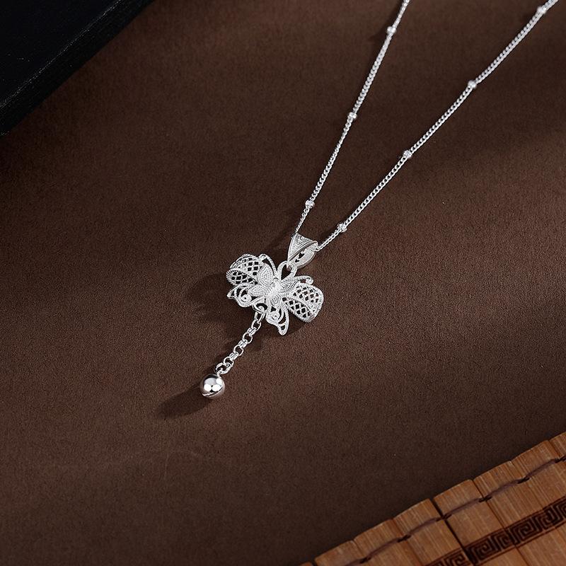 Butterfly Ball Tassel Necklace Sweet, Fresh, Cute, Personalized, Versatile Collar Chain