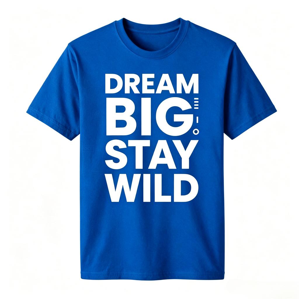 Unisex 100 Cotton Tshirt Dream Big Stay Wild Bold Letter Slogan Print Oversize Casual Short Sleeve Tee