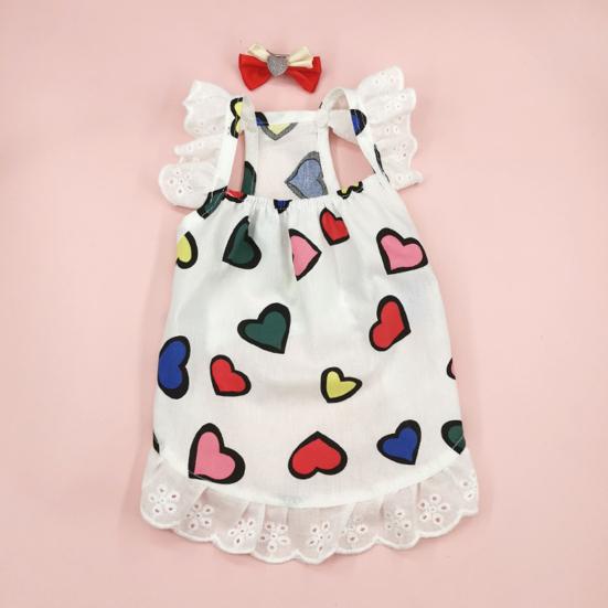 Šaty pro domácí mazlíčky Měkká krajka Módní potisk Pohodlné tenké rekvizitové šaty pro psy Bavlněné šaty s čelenkou Letní nabídka