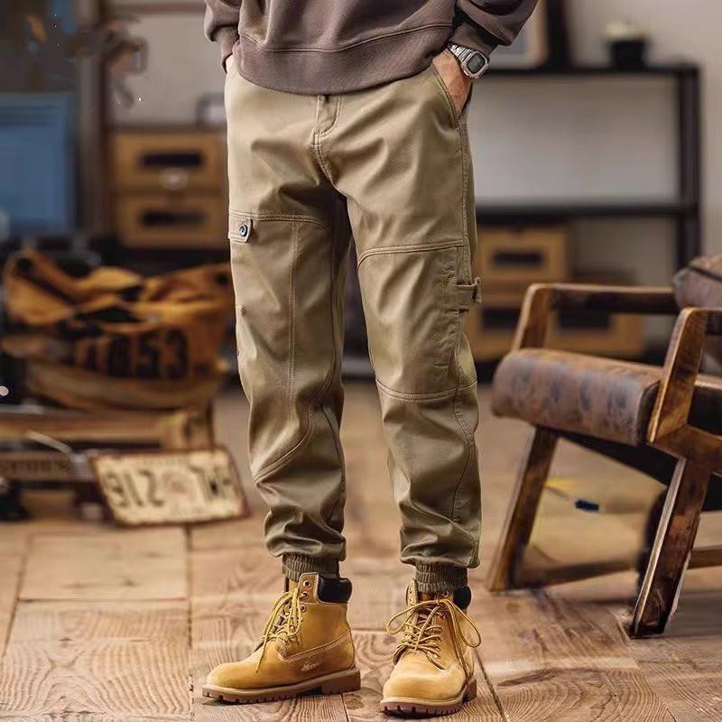 Pantaloni de iarnă pentru bărbați, la modă, mărime mare, din catifea, cu manșete largi