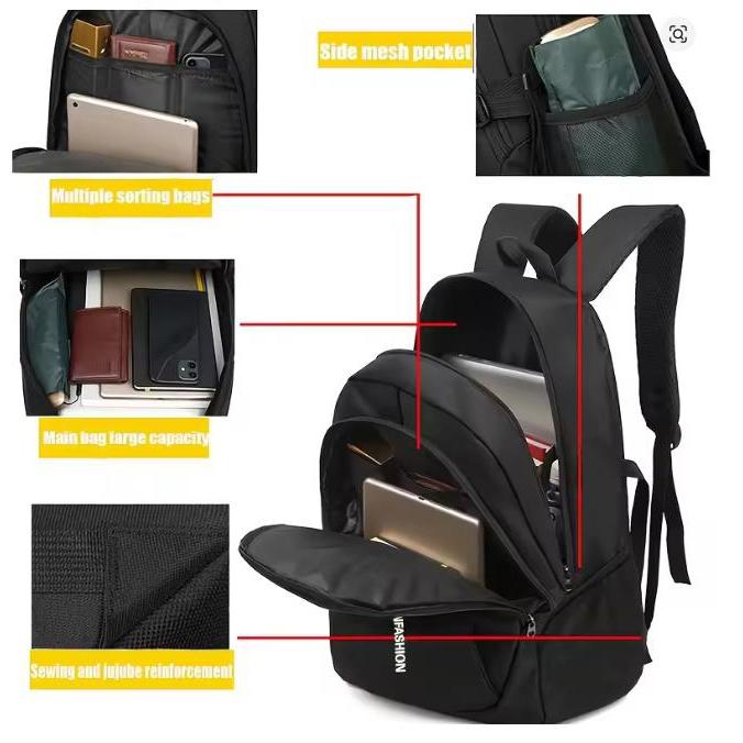 Stylish Mens Backpack Large Capacity Perfect for High School College Versatile Travel Laptop Bag with Diverse Zipper Styles