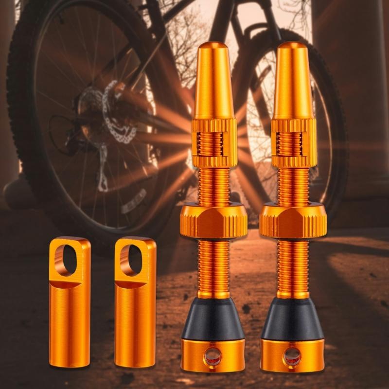 Light Weight Aluminum Valves Stem Caps Tubeless Bikes Valves Stem 60mm Valves Stem Kits with Valves Cores Removal Tool