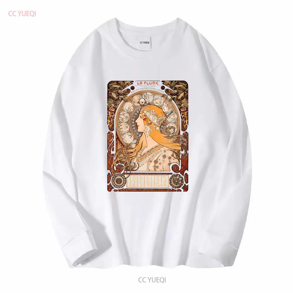 Alphonse Mucha Zodiaque La Plume T Shirt Art Nouveau Aesthetic Clothes History Indie Famous Artist vintage Washed Slightly