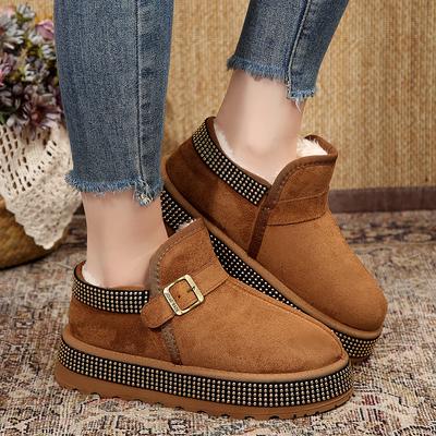 Hiver Daim Chaud Boucle Grande Taille Bottes de Marche Mode Nouveau Bout Rond Semelle Épaisse Sexy Antidérapant Décontracté Plat Bottes de Neige Femmes