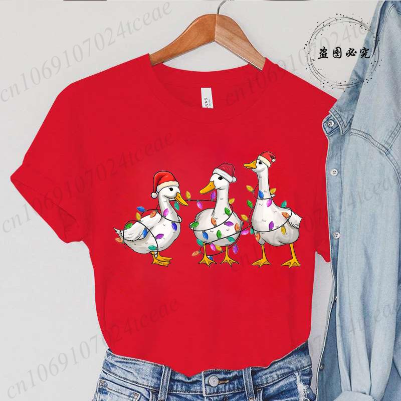 Fashion Funny Just A Goose Duck Xmas Print Tshirt Unisex Short Sleeve Tshirts Christmas Goose Unisex Summer Unisexs Clothing