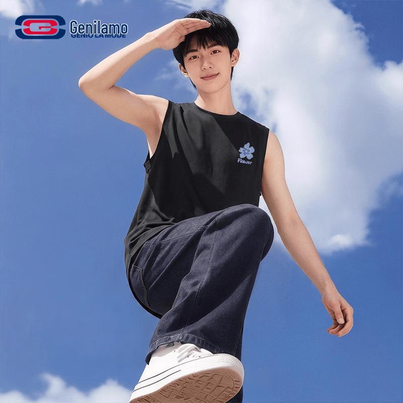 GENIOLAMODE Men s Pure Cotton Sleeveless T-Shirt 3XL