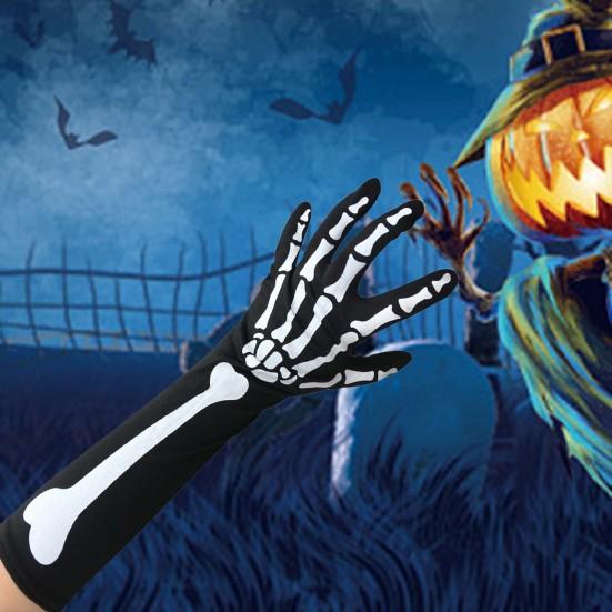 1 Pair Halloween Skeleton Gloves Night Luminous Cosplay Party Prop Unisex Scary Terrifying Fiver Fingers Halloween Party Ghost Gloves Skull Stockings