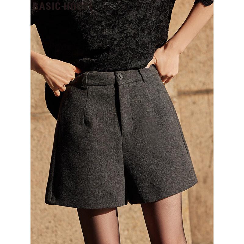 Basic House Women s High-Waisted A-Line Wool Shorts S