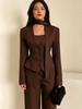 2026 Women's V-neck Scarf Decor Long Sleeve Casual Suit Jacket