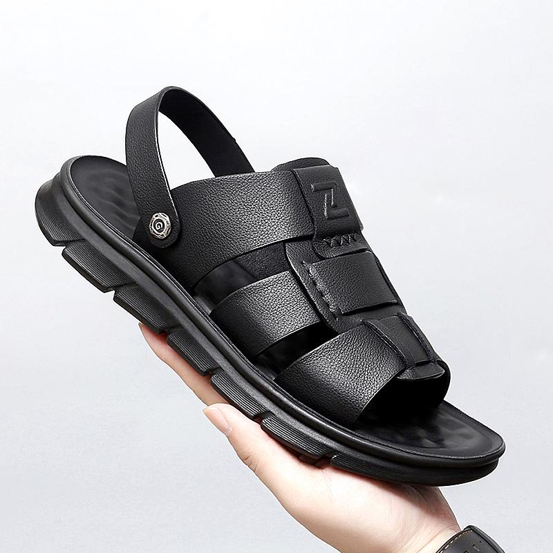 Модные летние мужские пляжные сандалии из коровьей кожи — фото 8