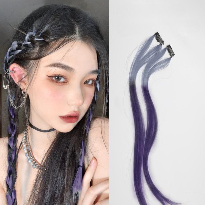 Gradiente invisível sem emenda natural cabelo de uma peça pendurado orelhas tingimento sintético peruca para cor cabelo longo destacando