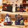 Ghost And Witch Room Decorations Halloween Wooden Table Centerpiece, Decorative Sign Ornaments, 3D Layered Gnome Pumpkin Skeleton Handmade Wood