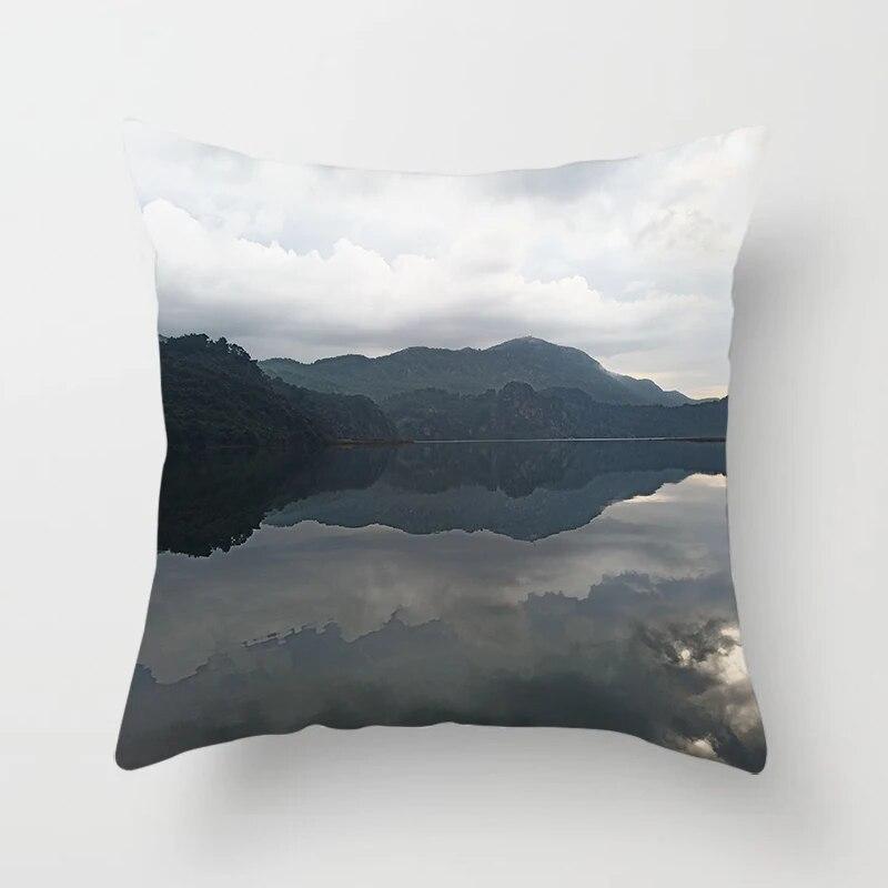 Mountains River Natural Scenery Pillow Cover Sofa Decoration Car Office Seat Cushion  Room   Home