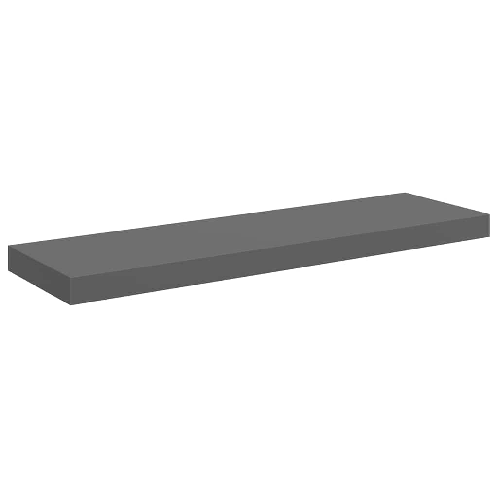 Floating Shelf High Gloss Gray 80 X 23.5 X 3.8 Cm MDF