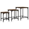  Coffee Tables, Nestable, 3 Pcs, Brown Oak