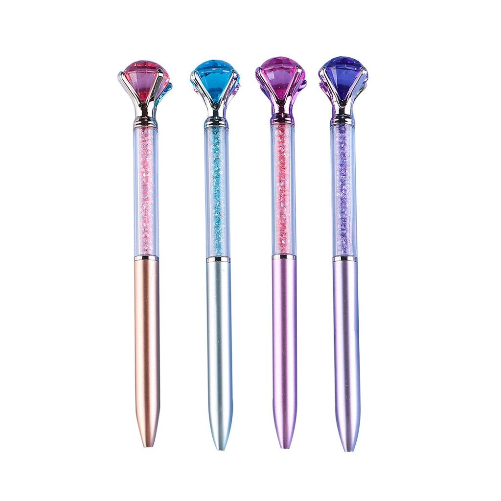 Imitation Metal Crystal Gem Glitter Pen with Large Diamond Bead