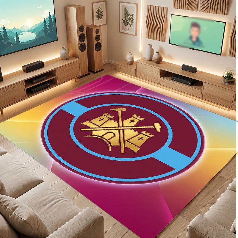 West Ham United Voetbal Print Kristal Fluweel Tapijt, Comfortabel Waterabsorberend Antislip Binnen Vloerkleed