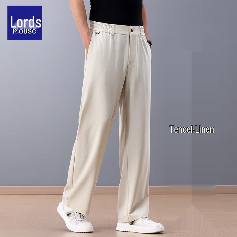 Мужские повседневные брюки широкие из премиальной льняной смеси 5XL