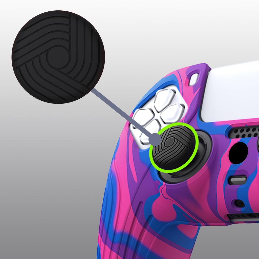 EXtremeRate PlayVital Schutzhülle für PS5 Controller Silikon Skin Ergonomisches Weichgummi Schutzgehäuse mit Daumenstick Kappen für PS5 Controller
