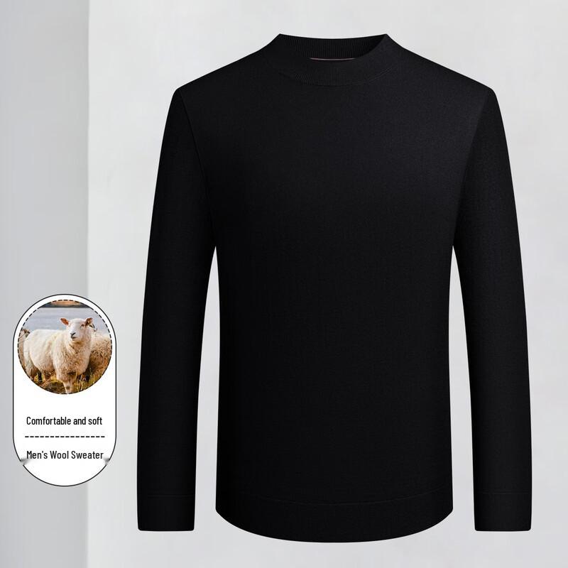 LUOZ Men's Wool Blend Round Neck Sweater