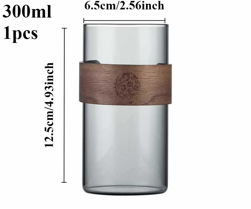 Thickened Glass Tea Cup with Wooden Ring Heat-resistant and Heat-resistant Water Cup Master Cup Household Glass Cup Coffee Cup