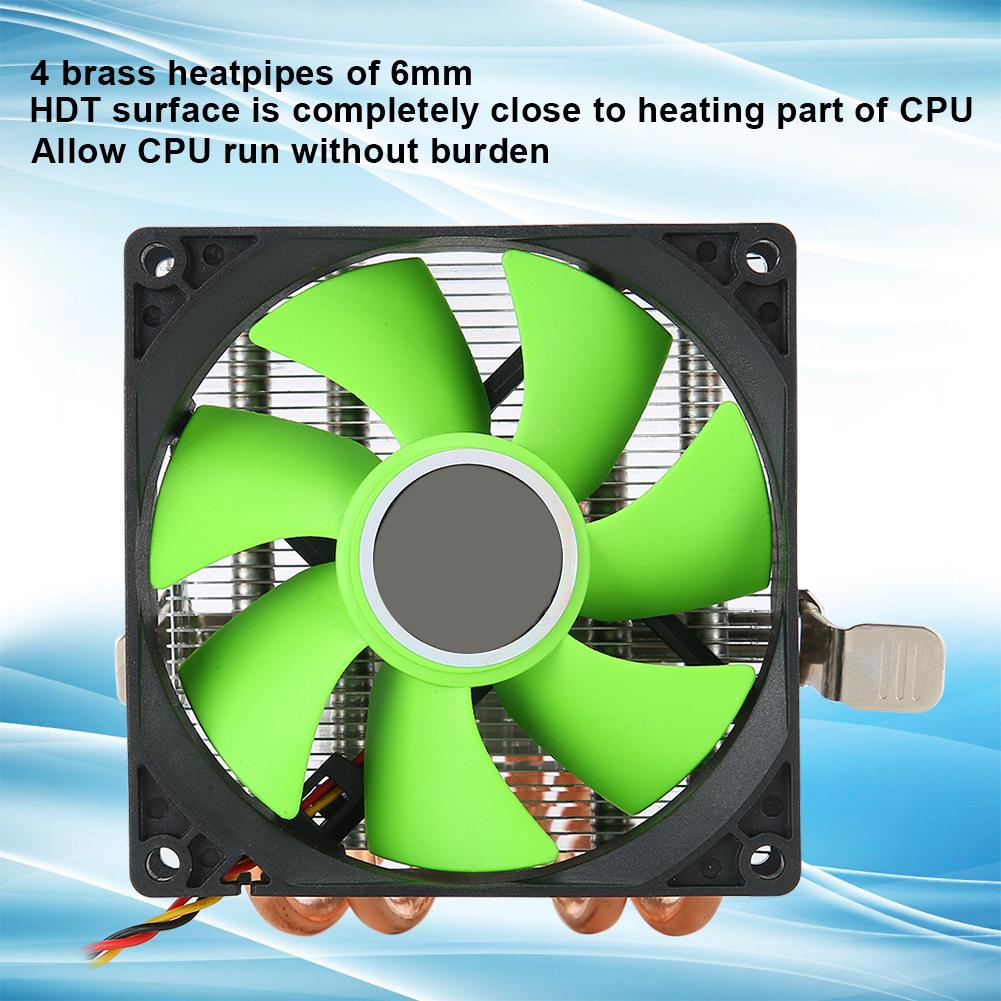 CPU Cooler Radiator Down Shot 4 Brass Heatpipe General Computer Fan (3pin without light)(Green )