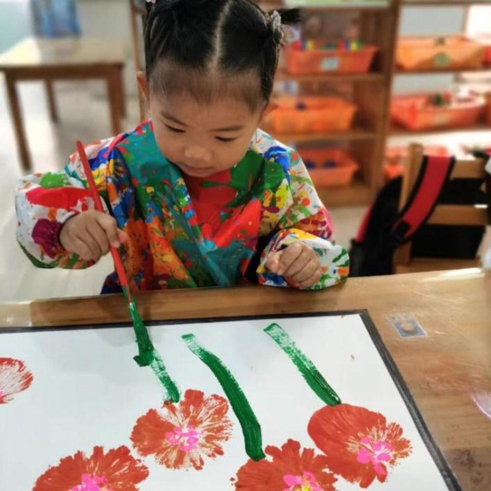 Long Sleeved Reverse Dressing Cloth Art Painting Baby Eating Bib Children's Painting Apron  Boys
