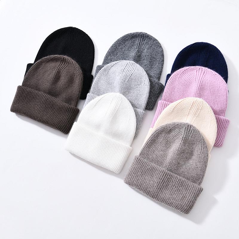 Angora Knitted Hat Angola Fashion Commuter Warm Face Small Solid Color Wool Hat