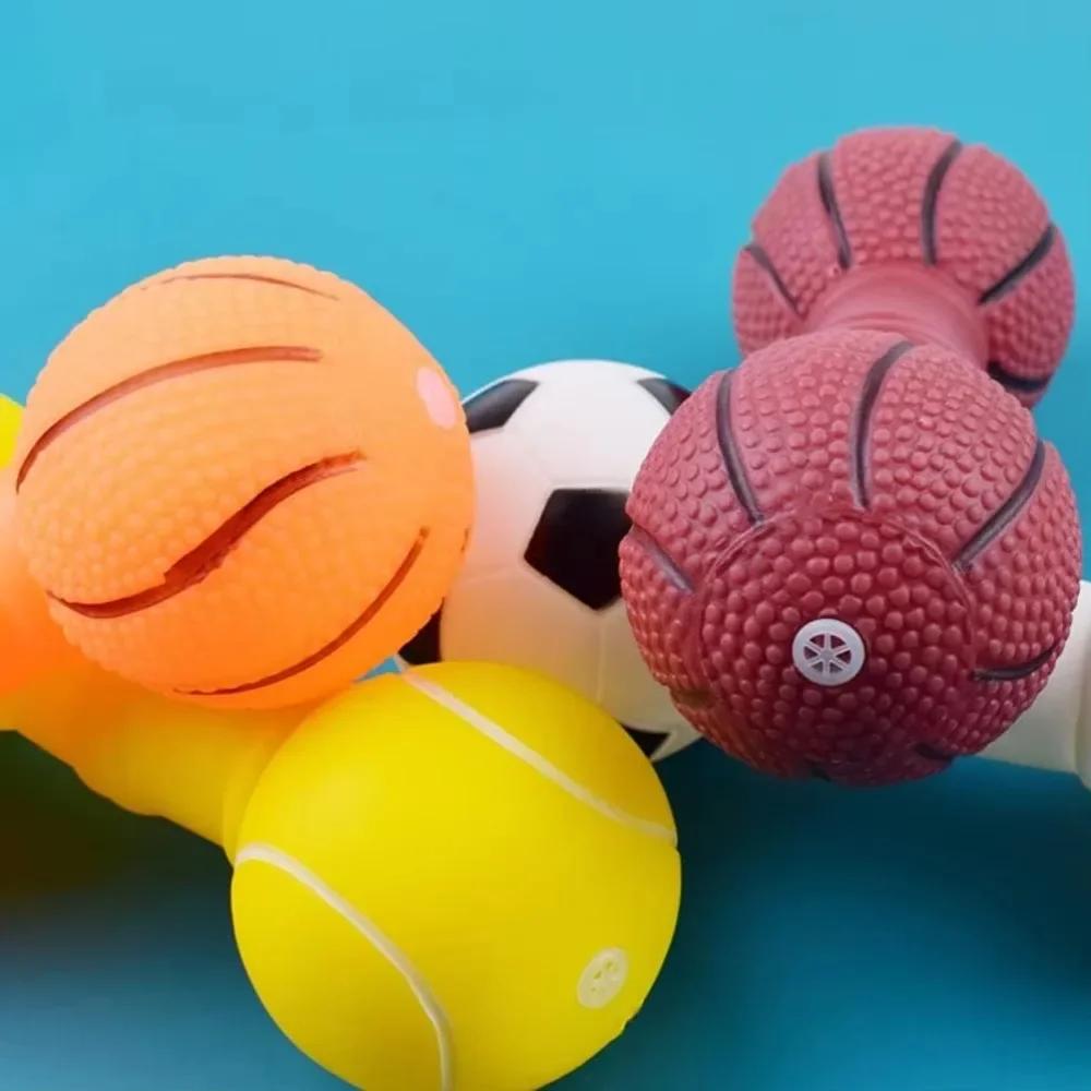 Dog Ball Toy Interactive Dog Toy Fun Giggle Sounds Football Basketball Shape Teeth Cleaning Bite Resistance Squeaky Dog Ball Toy