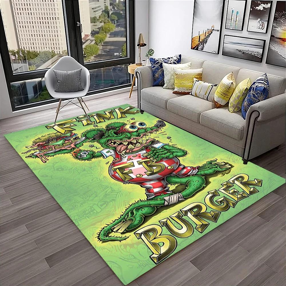 3D Funny Rat Fink Cartoon Movie Carpet Rug for Home Living Room Bedroom Sofa Doormat Decor,kids Play Area Rug Non-slip Floor Mat