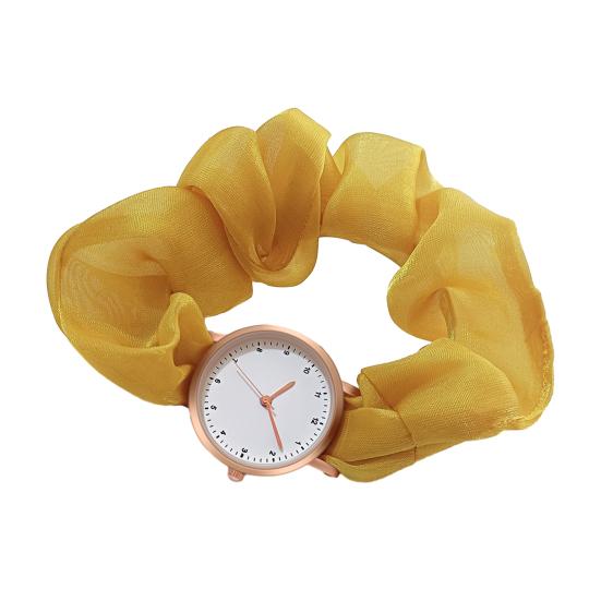 

Женские резинки для волос, часы с круглым циферблатом, повседневные кварцевые наручные часы с тканевым эластичным ремешком, модные ювелирные изделия, аксессуар