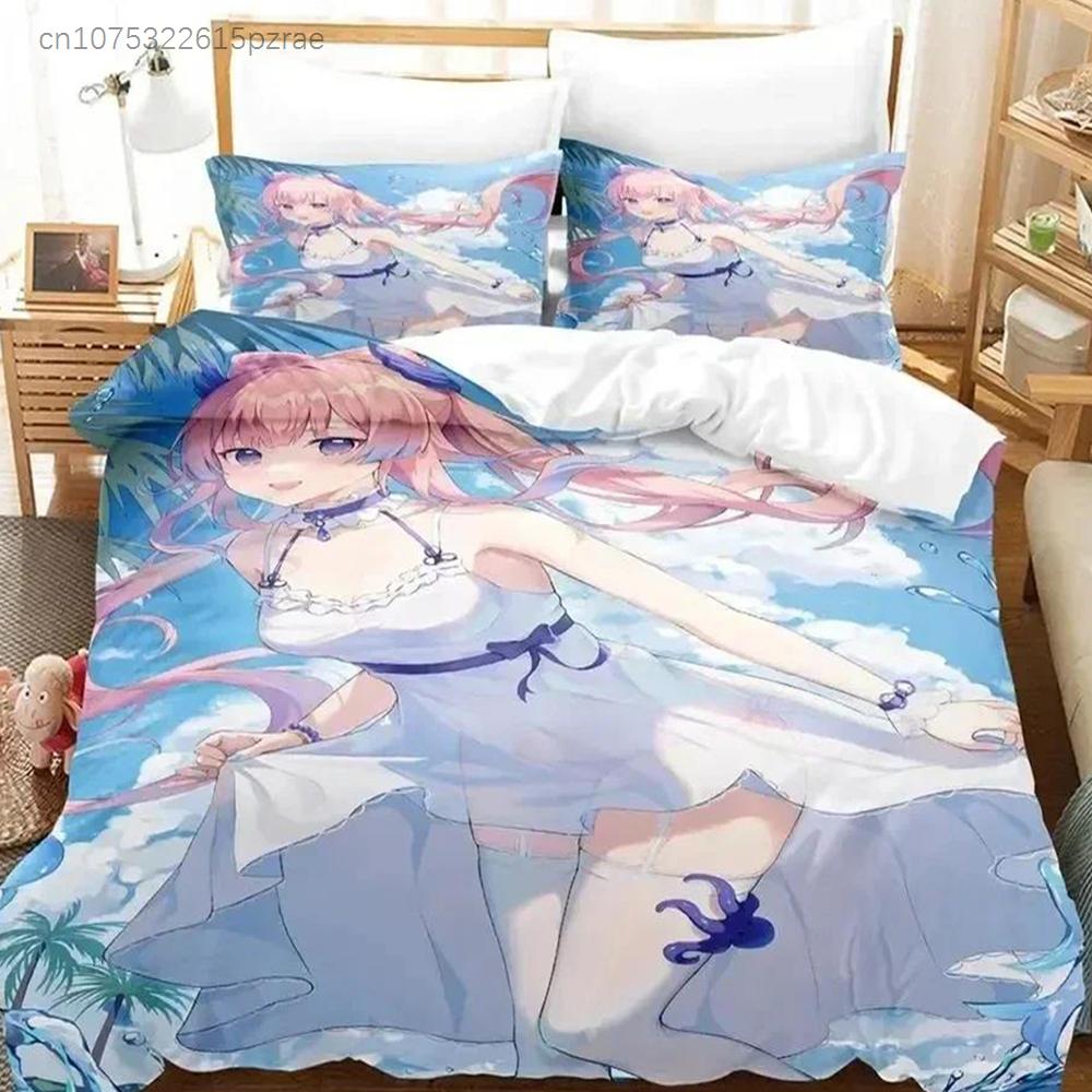 Anime Genshin Impact Sangonomiya Kokomi Bedding Set Printed With Pillowcase Bed Duvet Cover Soft Queen King Size Bedclothes Home