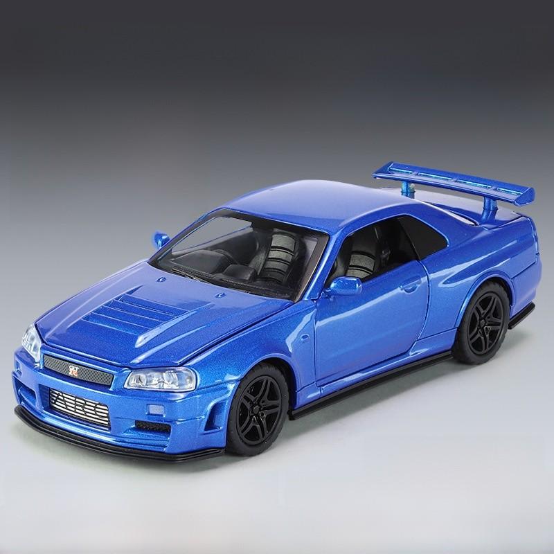 

Модель автомобиля сплав Gtr34 игрушка с акустооптическим и инерционным управлением синий
