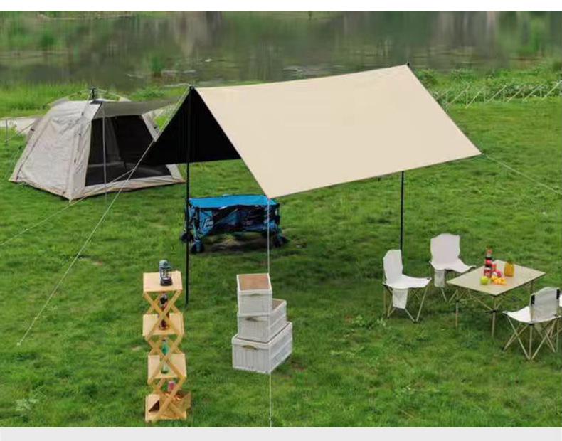 Butterfly-Shaped Sun Protection Camping Tarp Tent with Black Glue Coating - Full Set for Outdoor Picnics