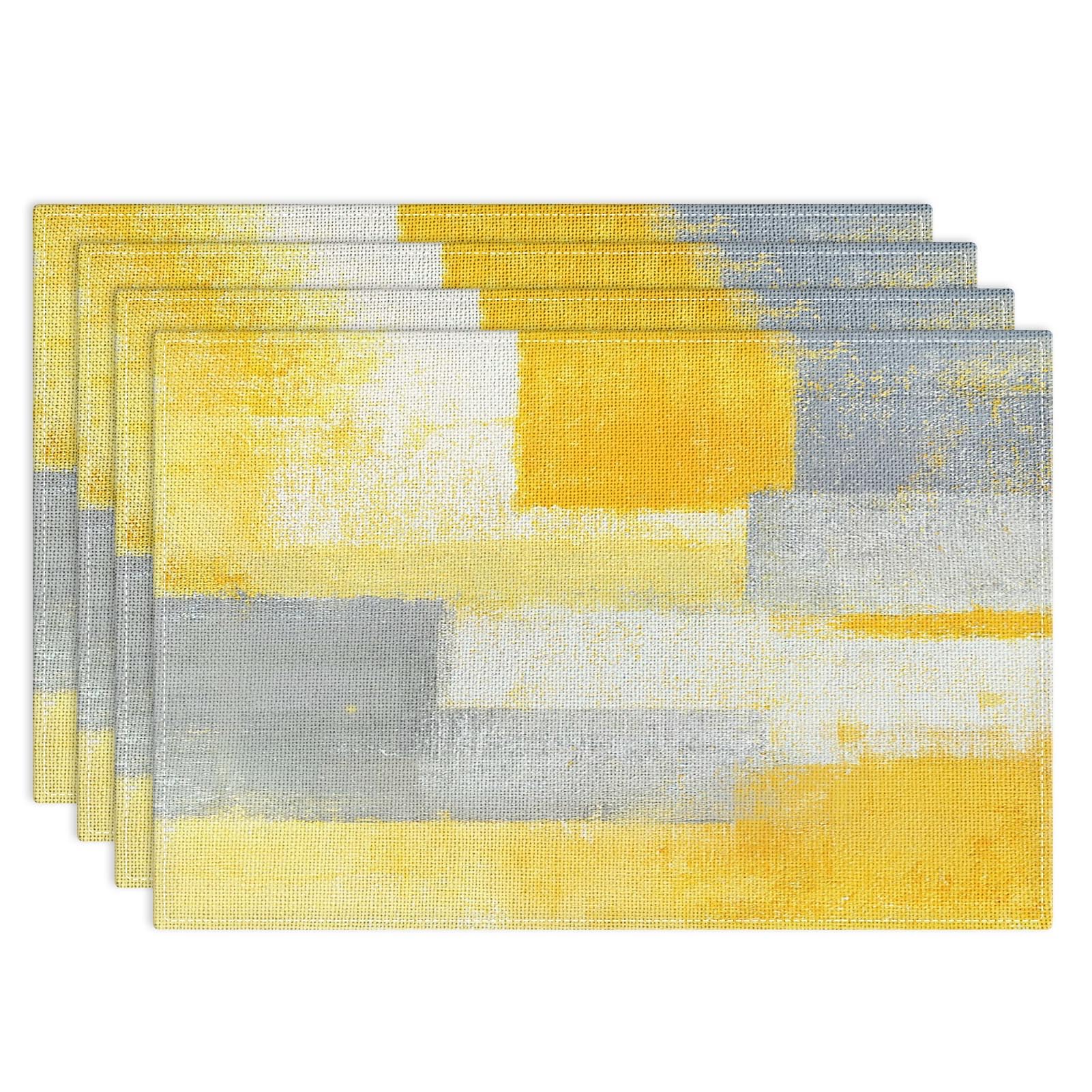 

Farmhouse Placemats Set of 4, 12x18 Inch Modern Abstract White and Brown Art Painting Table Mats for Outdoor Home Party Kitchen Dining Decoration Set of 4