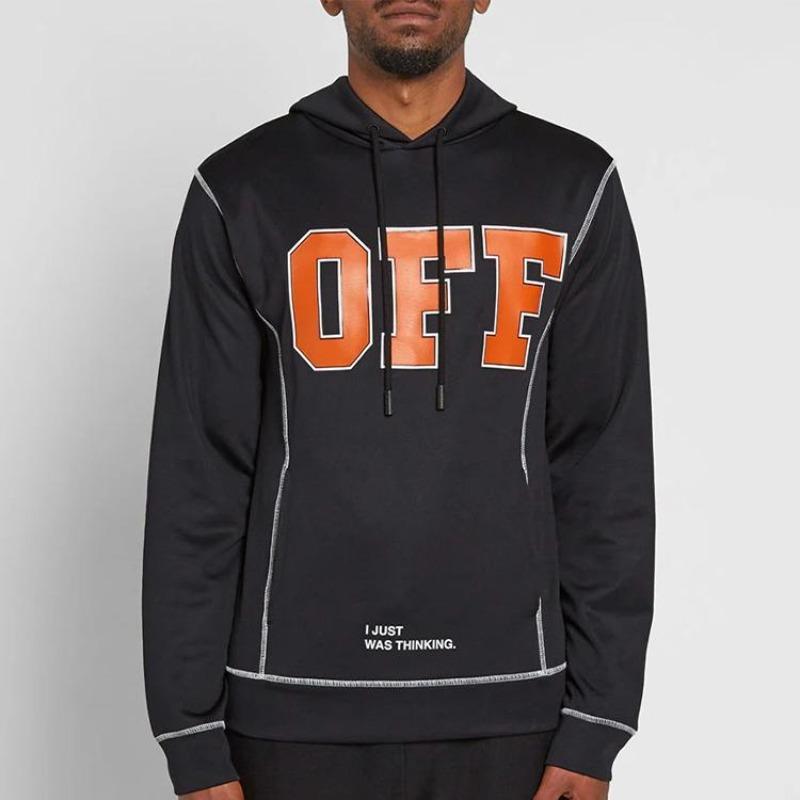 Off-White Letter Print Hoodie Unisex Black OMBB021F172460441019