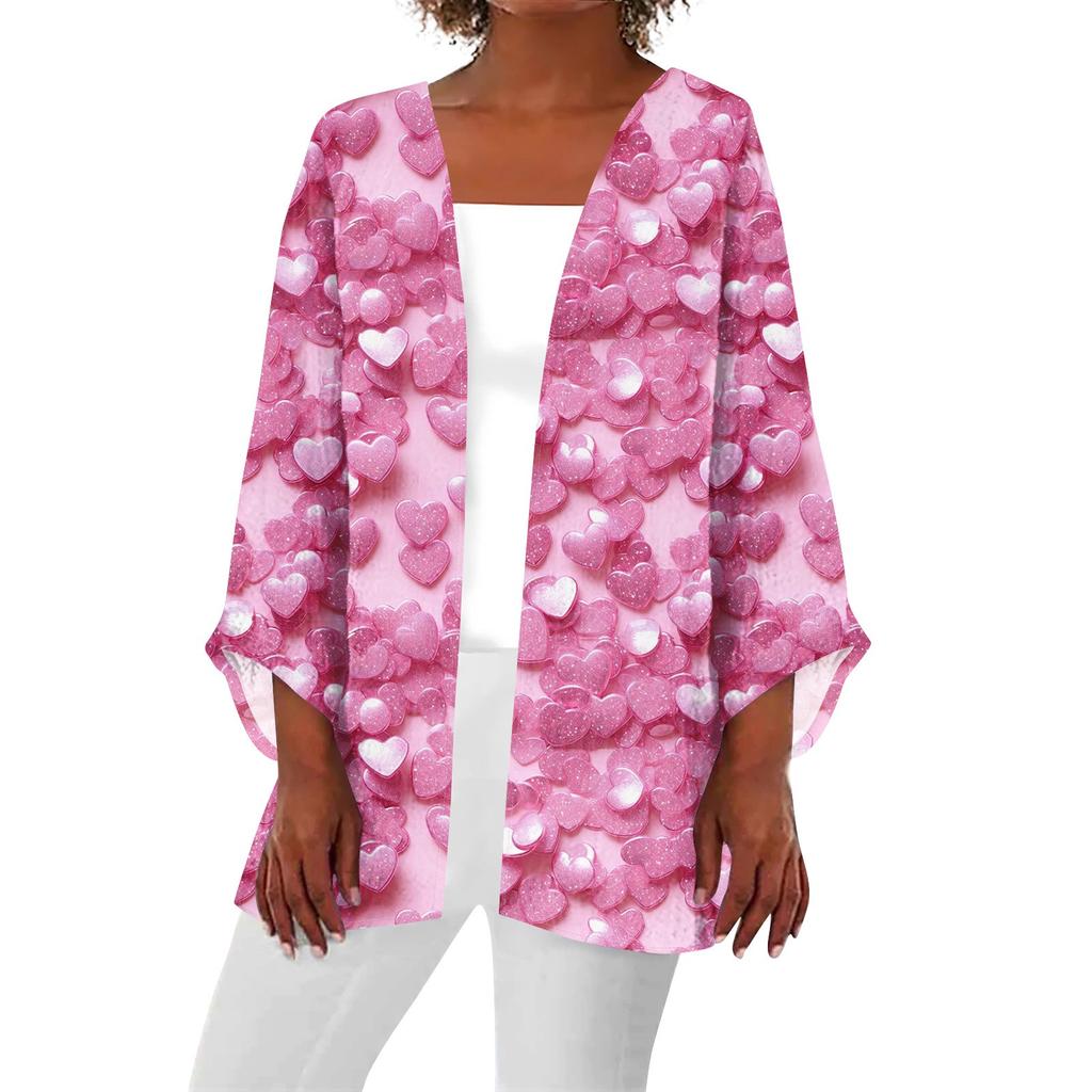 Women's Casual Fashion Print Lightweight Medium Length Jacket Cardigan