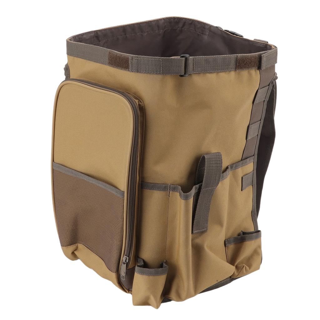 Bucket Organization Bag Round Shape Large Capacity Portable Handle Khaki Outdoor Bucket Tool Bag