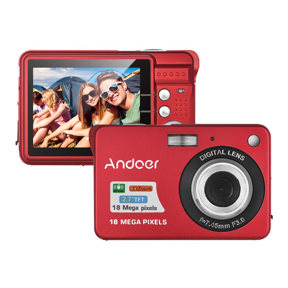 Andoer 18M 720P HD digitální kamera Videokamera s 2ks dobíjecími bateriemi 8x digitální zoom