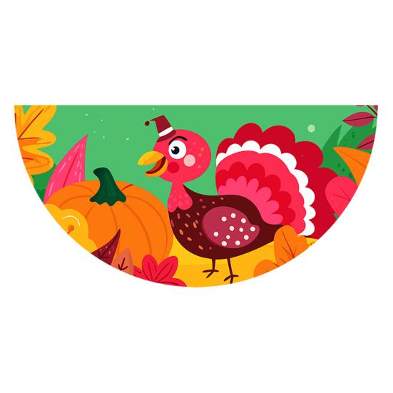 Thanksgiving Fan Flag Fall Bunting for Outside, 1.5 x 3ft Turkey Pumpkin Maple Outdoor Decorative Fans Leaf Pattern Hanging Banner, Harvest