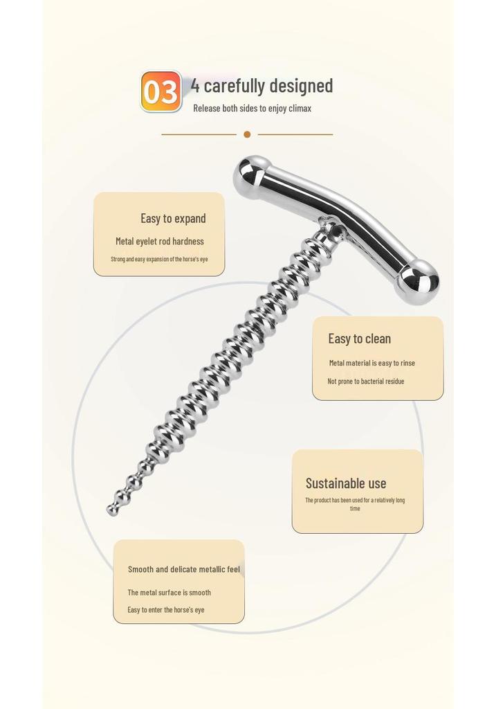 Stainless Steel Urethral Sound Metal Glans Plug for Male Stimulation 