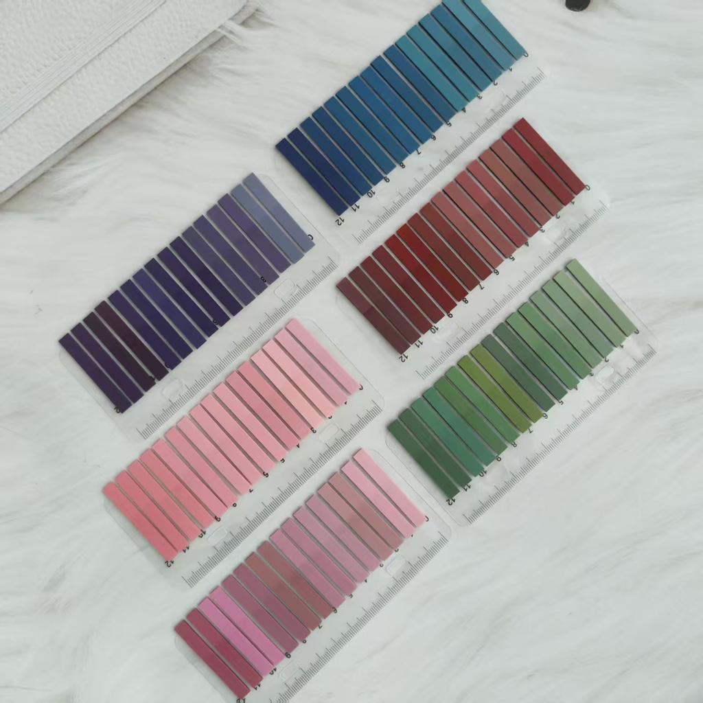 6Packs Sticky Note Tabs for Page Marking PET Page Markers with Ruler Transparent Classify File Label Memo Stickers for Office
