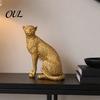 Dreidimensionale Leopard Figur Goldene Figur Modell, Lebendige Statue, Hauernder Laufender Haltung, Harz Elegantes Tier Dekor Stück Schmuck für