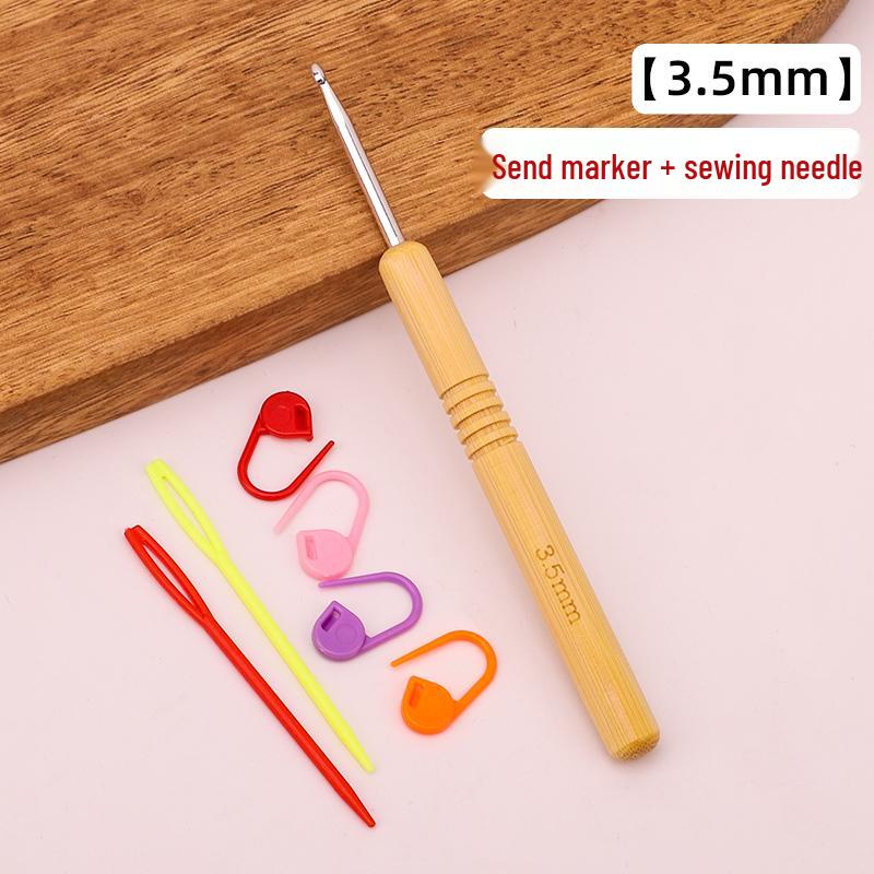 Set croșete din lemn rotunde pentru proiecte cu fir: Pulover, Păpușă, Papuci de casă și Pachet Material Tricotat