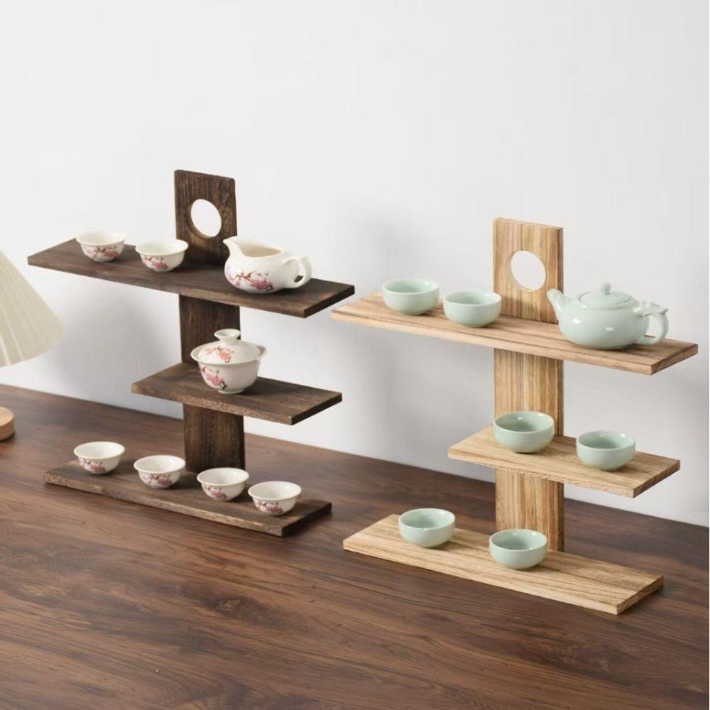 Solid Wood Chinese Style Storage Holders 3-4 Layers Antique Stand  Living Room Decor