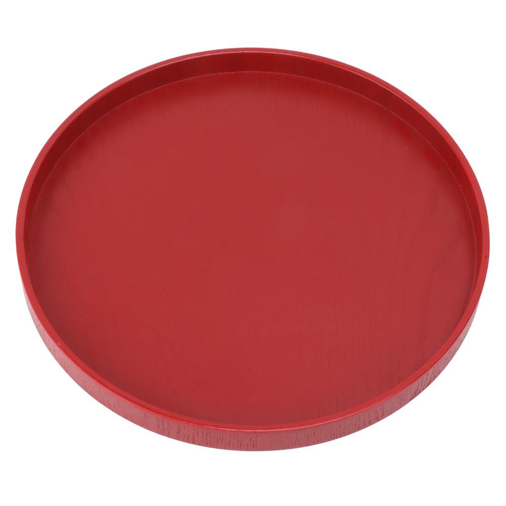 Wine Red Wooden Serving Tray Wooden Round Tea Plate Food Meals Serving Red Serving Tray Tea House
