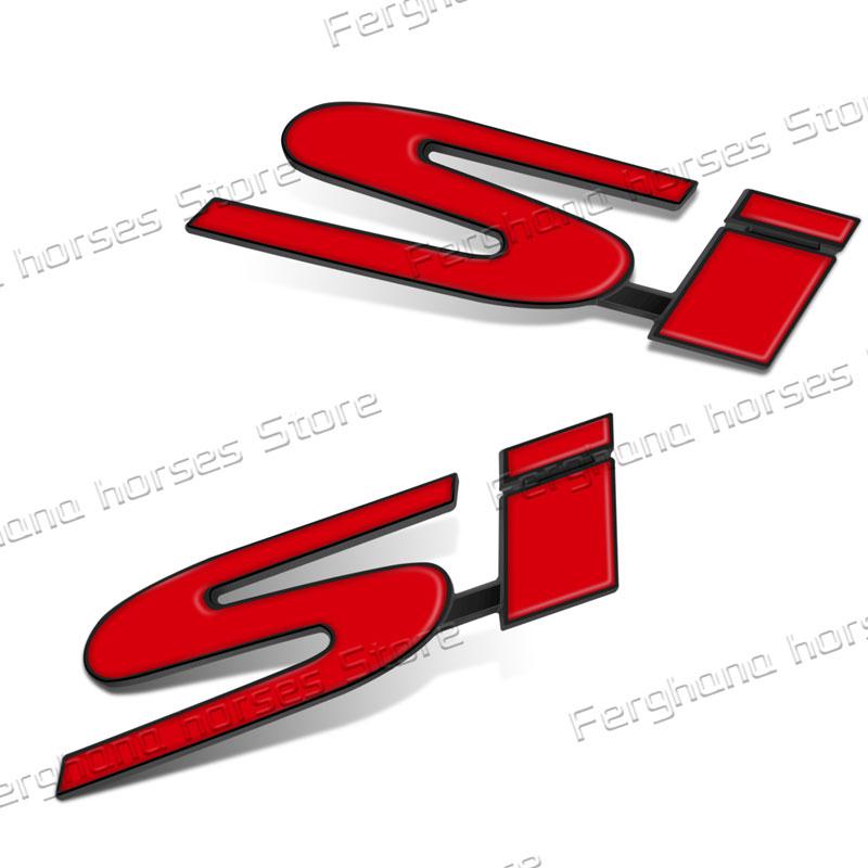 3D Chrome Metal SI Letter Logo Car Body Sticker Fender Side Emblem Rear Trunk Decor Decor For Honda Civic Accord Car Styling akf256