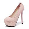 Wedding Party Shoes Women Sexy Super High Heels White/Silver/Pink Glitter Pumps Bling Pointed Toe Platform Shoes Zapatos Mujer