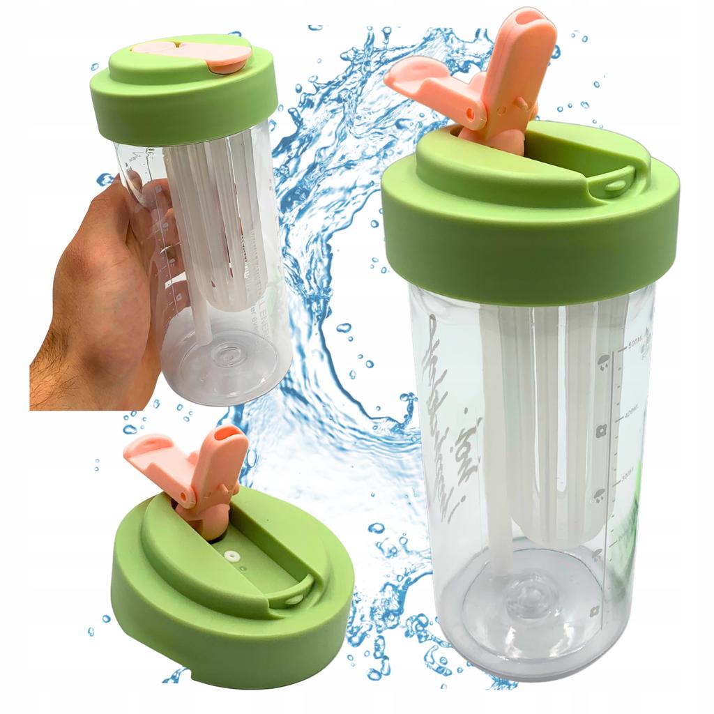 Water Bottle Drink With Straw Durable With Graduated Filter 600 Ml